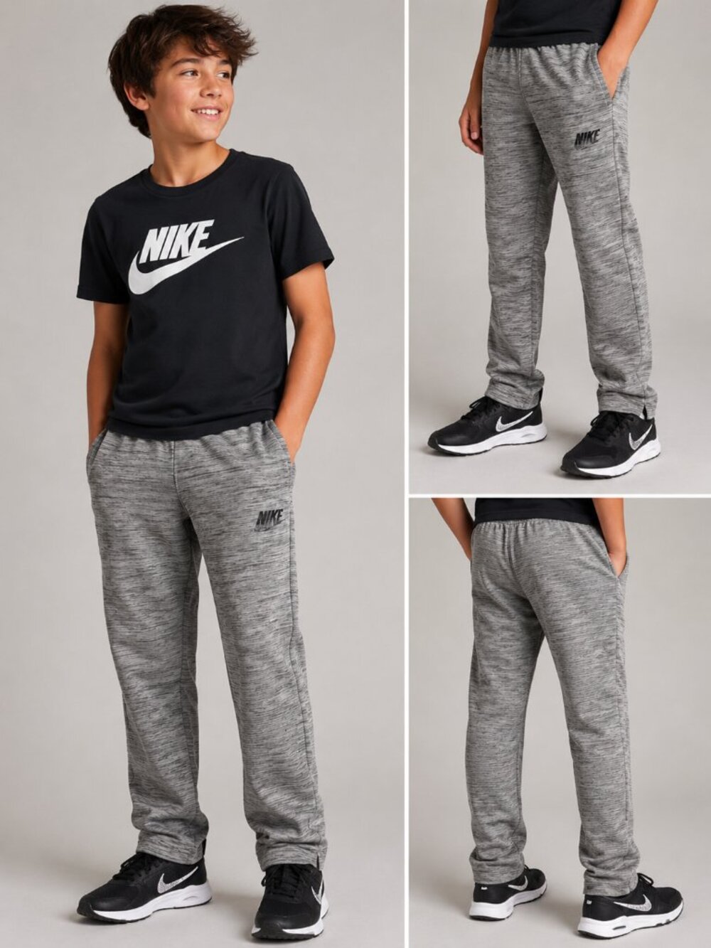 Nike Dri-FIT Youth Gray Heather Training Pants Joggers Size L